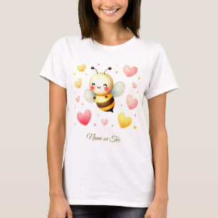 Colourful Happy Little Honey Bee Colourful Hearts  T-Shirt