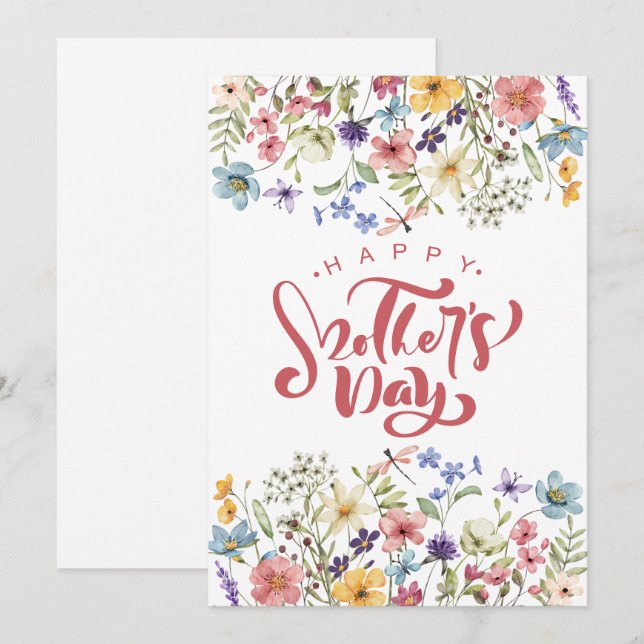 Colourful Happy Mothers Day Cute Spring Floral Chi Holiday Card (Front/Back)
