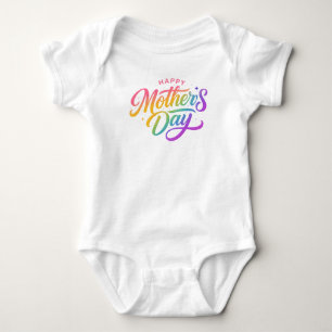 Colourful Happy Mother's Day Rainbow Calligraphy Baby Bodysuit