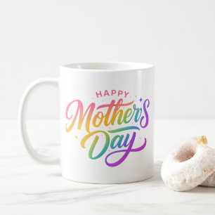 Colourful Happy Mother's Day Rainbow Calligraphy Coffee Mug