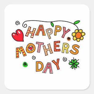 Colourful Happy Mother's Day Typography Square Sticker