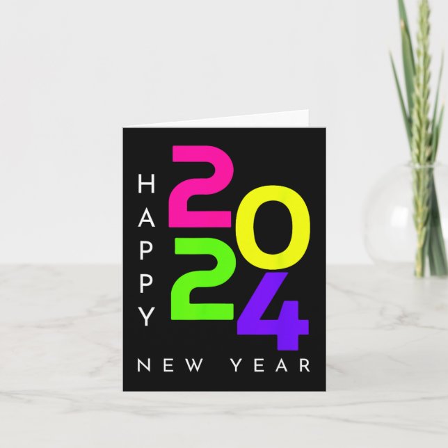 Colourful Happy New Year 2024 Family Matching Chri Card (Front)