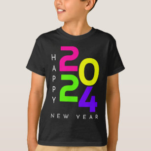 Colourful Happy New Year 2024 Family Matching Chri T-Shirt