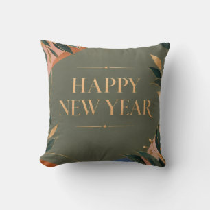 Colourful Happy New Year Greeting with Metallic Cushion