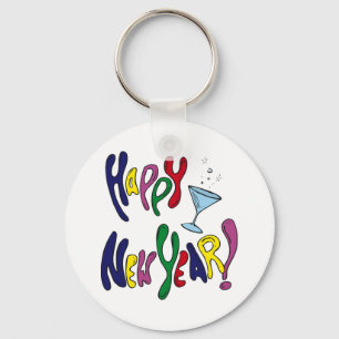 Colourful Happy New Year Key Ring