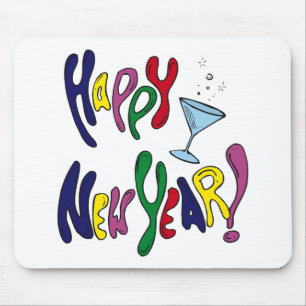 Colourful Happy New Year Mouse Mat