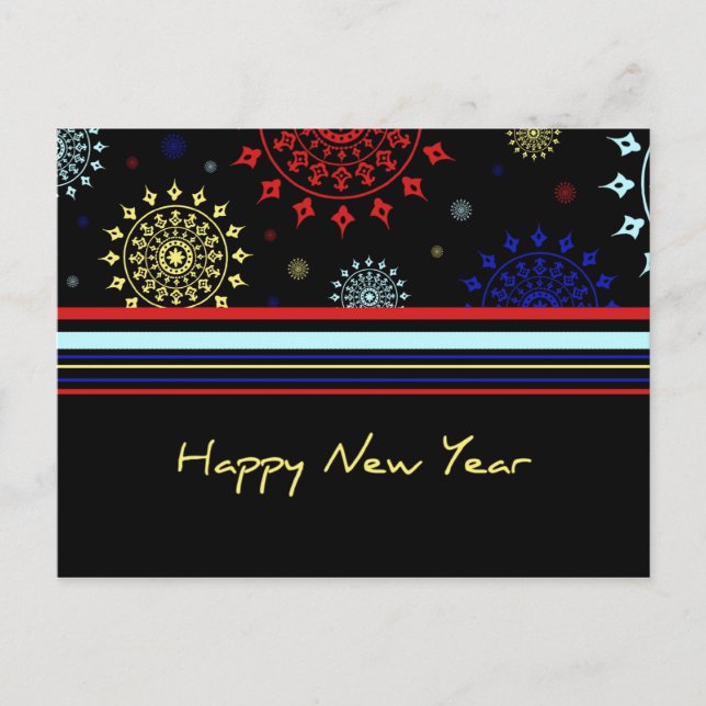 Colourful Happy New Year Postcards (Front)