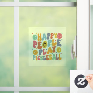 Colourful Happy People Play Pickleball Window Cling