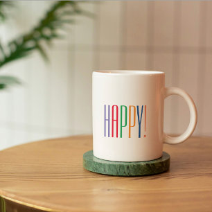 Colourful Happy Quote Coffee Mug