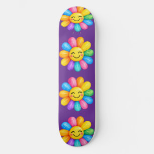 Colourful Happy Rainbow Flower Skateboard