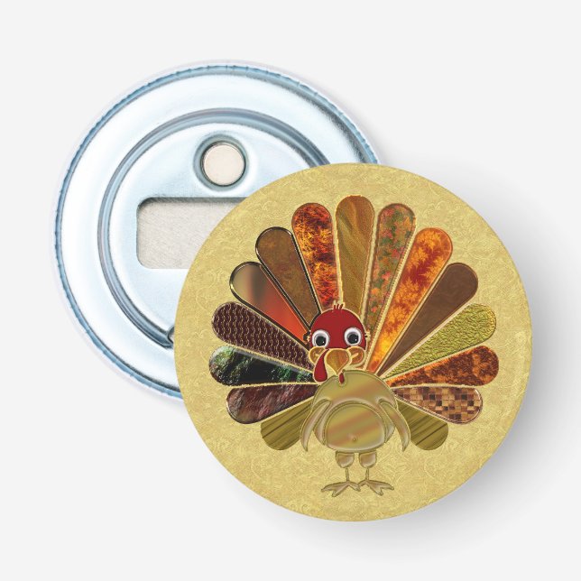 Colourful Happy Thanksgiving Turkey Bottle Opener (Front)