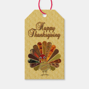 Colourful Happy Thanksgiving Turkey Gift Tags