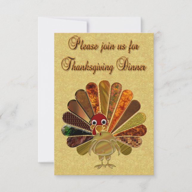 Colourful Happy Thanksgiving Turkey Invitation (Front)