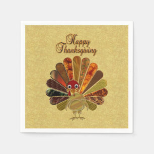Colourful Happy Thanksgiving Turkey Napkin