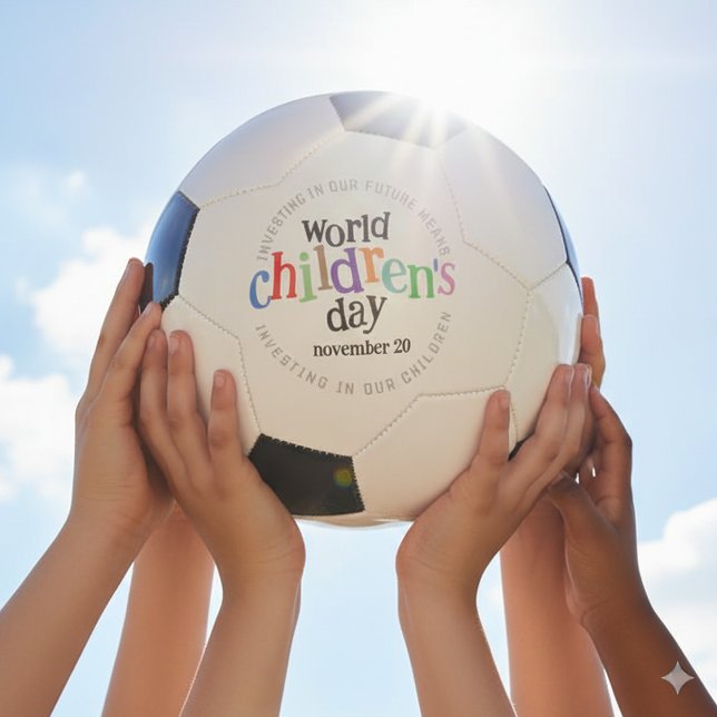  Colourful Happy World Children's Day Football (Colorful World Children's Day November 20 Soccer Ball Cover Photo 1)