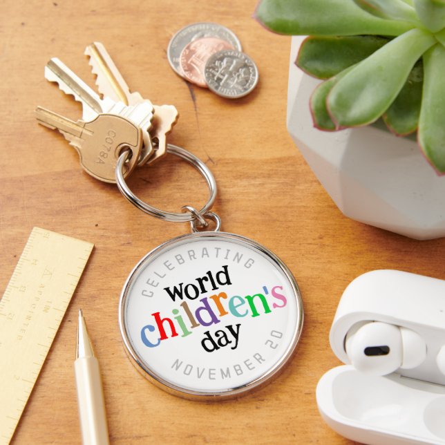  Colourful Happy World Children's Day Key Ring (Desk)
