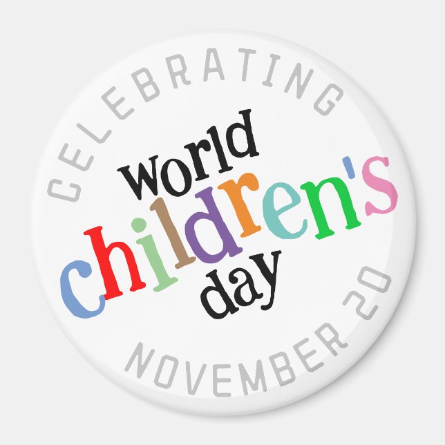  Colourful Happy World Children's Day Magnet (Front)