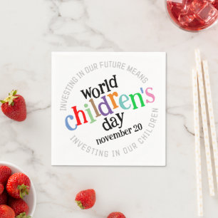 Colourful Happy World Children's Day Napkin