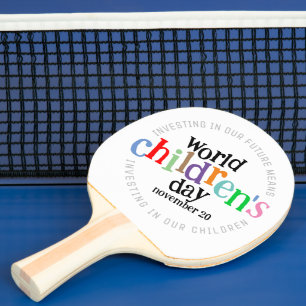 Colourful Happy World Children's Day Ping Pong Paddle