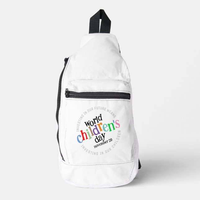  Colourful Happy World Children's Day Sling Bag (Front)