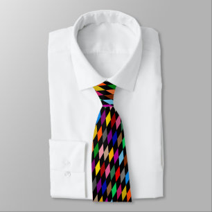 Colourful Harlequin Diamonds Design Black Tie