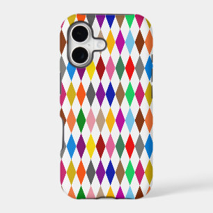 Colourful Harlequin Diamonds Design White 