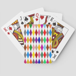 Colourful Harlequin Diamonds Design White  Playing Cards