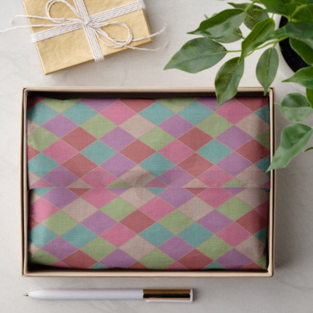 Colourful Harlequin Diamonds Tissue Paper  (Gift)