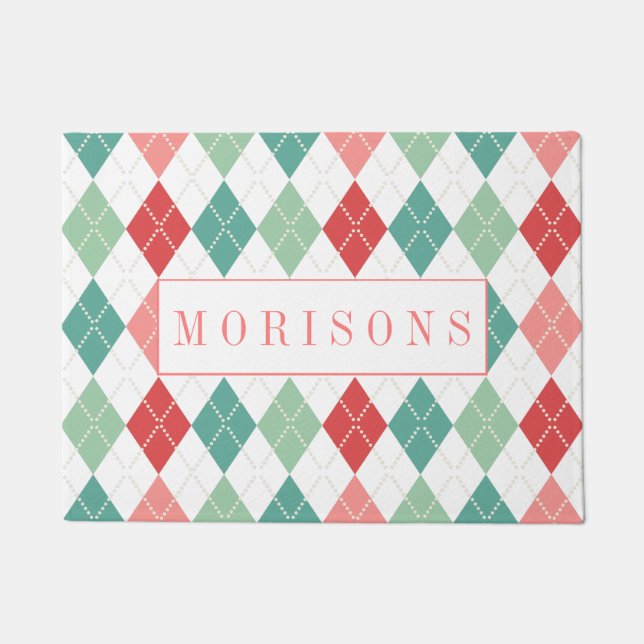 Colourful Harlequin Geometric Pattern Doormat (Front)