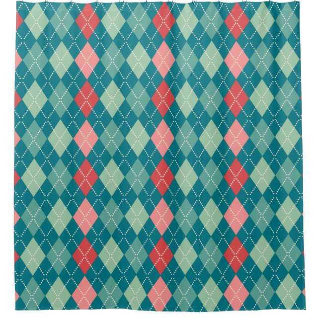 Colourful Harlequin Geometric Pattern Shower Curtain (Front)