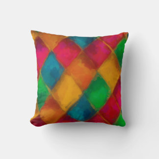 Colourful Harlequin Pattern Cushion