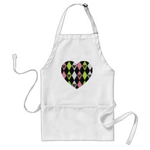 Colourful Harlequin Print with Rose Hearts Standard Apron