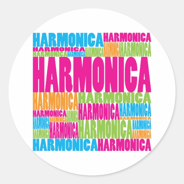 Colourful Harmonica Classic Round Sticker (Front)