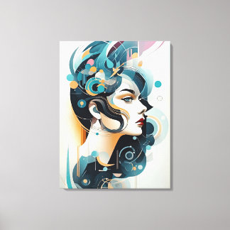 Colourful Harmony: A Modern Abstract Woman Art Canvas Print