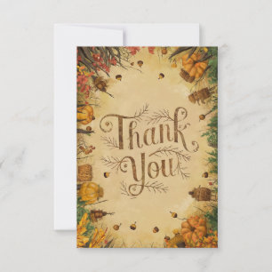 Colourful Harvest Autumn Fall Thank You Card