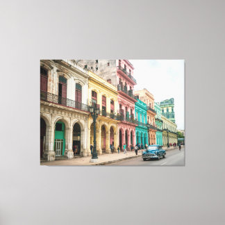 Colourful Havana Buildings 50x37 Stretched Canvas