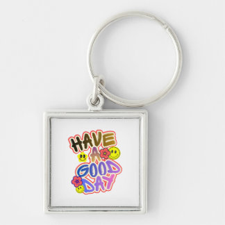 Colourful Have A Good Day Smiley Flower Cute Posit Key Ring