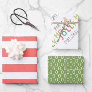 Colourful Have a Holly Jolly Christmas Red Green Wrapping Paper Sheet