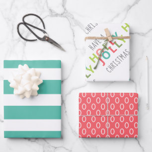Colourful Have a Holly Jolly Christmas Wrapping Paper Sheet