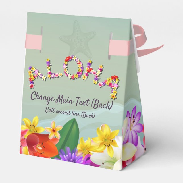 Colourful Hawaiian Beach Wedding Themed Favour Box (Back Side)