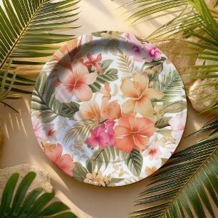 Colourful Hawaiian Floral Pattern ID1092 Paper Plate