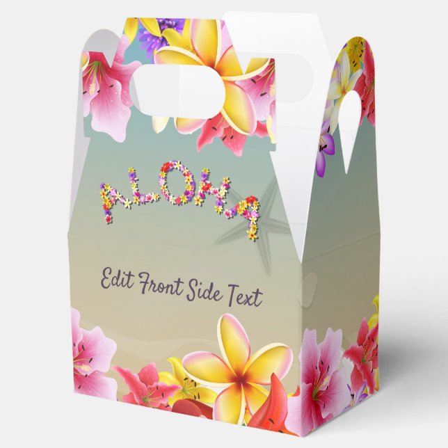 Colourful Hawaiian Flowers Wedding Themed Favour Box (Opened)