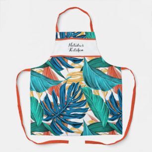 Colourful Hawaiian Tropical Banana Leaf Apron