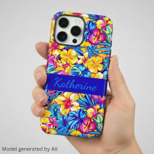 Colourful Hawaiian Tropical Floral Palm Name iPhone 16 Pro Max Case