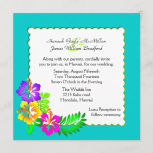 Colourful Hawaiian Tropical Wedding Invitation