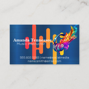 Colourful Headphones Art Equalizer Business Card