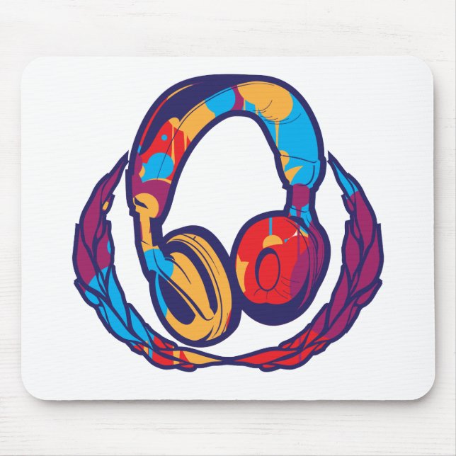 Colourful Headphones Mouse Mat (Front)