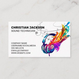 Colourful Headphones   Music Creative Business Card