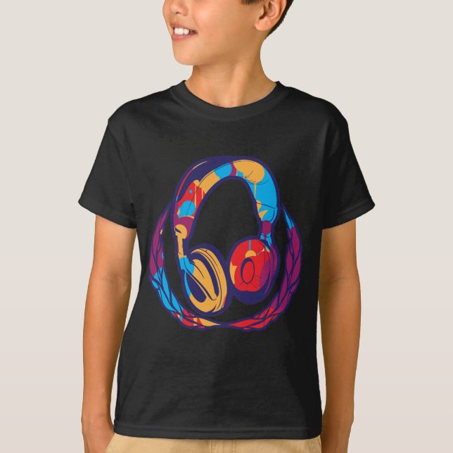 Colourful Headphones T-Shirt (Front)
