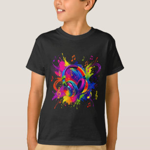 Colourful headphones with musical notes artwork T-Shirt